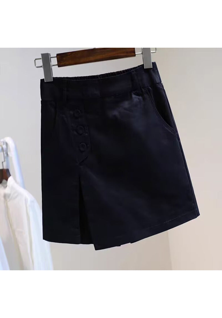 ComfiJean Women’s Denim Skort Side Split Design with Button Details Comfortable Stretch Short Skirt